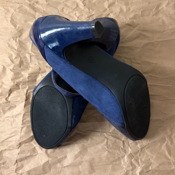 Karen Scott blue open toe strap heels size 8.5 - Picture 6 of 8